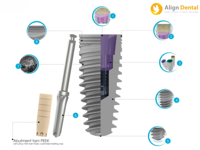 Cấu tạo của trụ Implant Mis C1